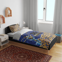 Barbados Independence Day Bedding Set Golden Trident Wave Scales