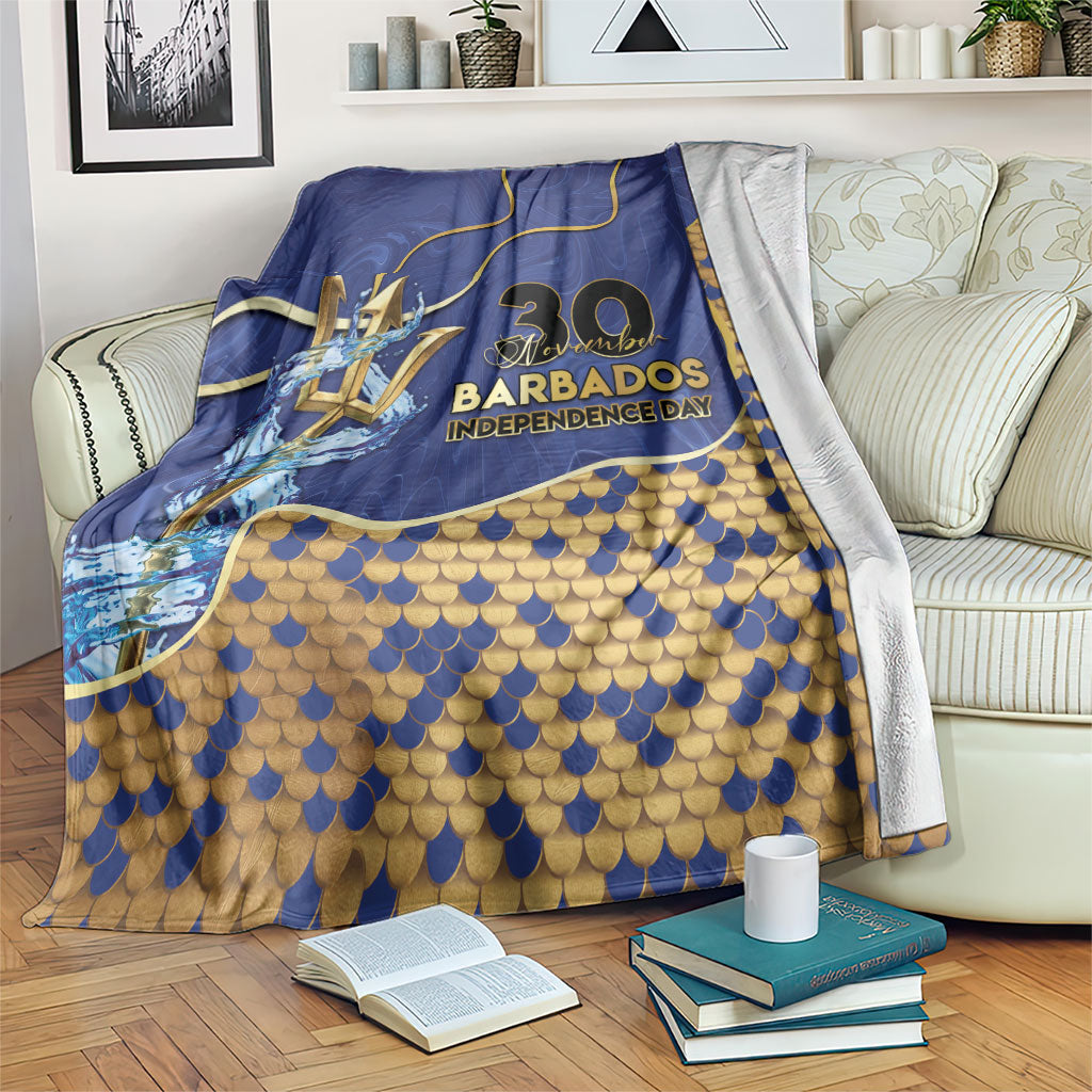 Barbados Independence Day Blanket Golden Trident Wave Scales