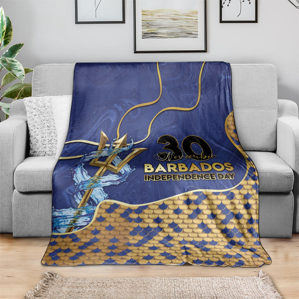 Barbados Independence Day Blanket Golden Trident Wave Scales