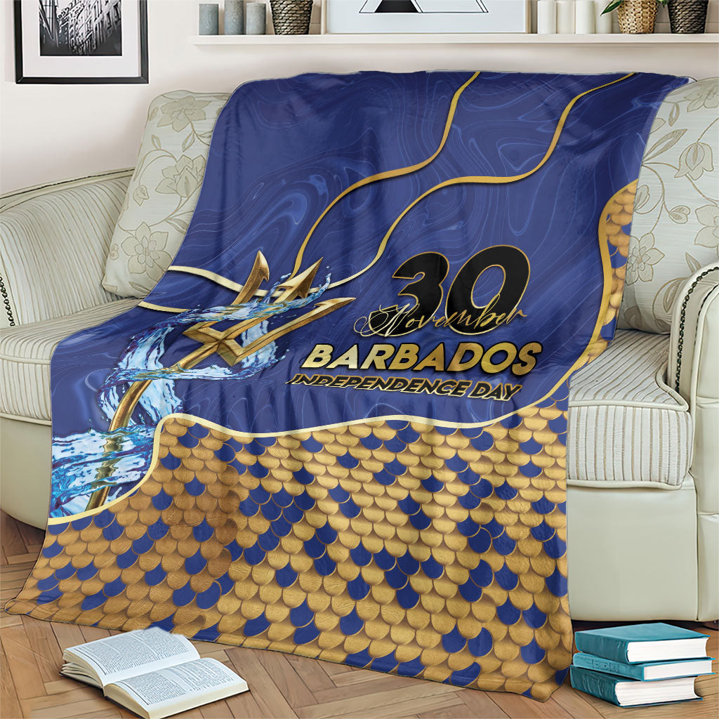 Barbados Independence Day Blanket Golden Trident Wave Scales