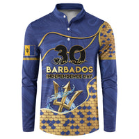 Personalized Barbados Independence Day Button Sweatshirt Golden Trident Wave Scales