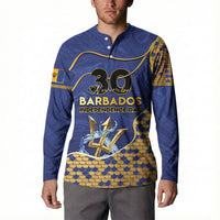 Personalized Barbados Independence Day Button Sweatshirt Golden Trident Wave Scales