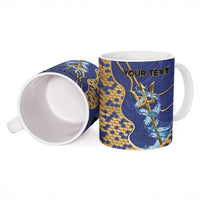 Personalized Barbados Independence Day Ceramic Mug Golden Trident Wave Scales