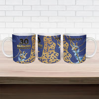 Personalized Barbados Independence Day Ceramic Mug Golden Trident Wave Scales