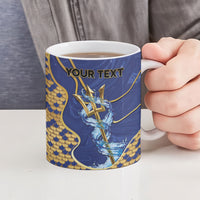 Personalized Barbados Independence Day Ceramic Mug Golden Trident Wave Scales