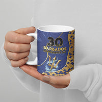 Personalized Barbados Independence Day Ceramic Mug Golden Trident Wave Scales