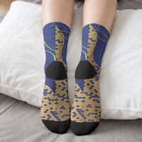 Personalized Barbados Independence Day Crew Socks Golden Trident Wave Scales