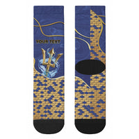 Personalized Barbados Independence Day Crew Socks Golden Trident Wave Scales