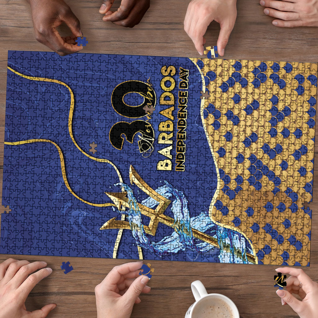 Barbados Independence Day Puzzle Golden Trident Wave Scales