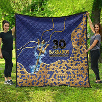 Barbados Independence Day Quilt Golden Trident Wave Scales