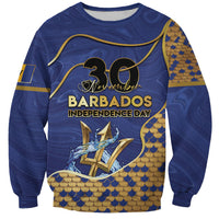 Personalized Barbados Independence Day Sweatshirt Golden Trident Wave Scales
