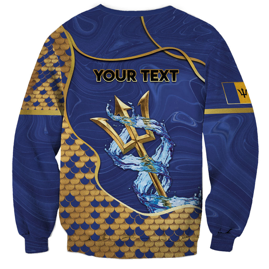 Personalized Barbados Independence Day Sweatshirt Golden Trident Wave Scales