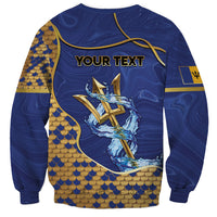 Personalized Barbados Independence Day Sweatshirt Golden Trident Wave Scales