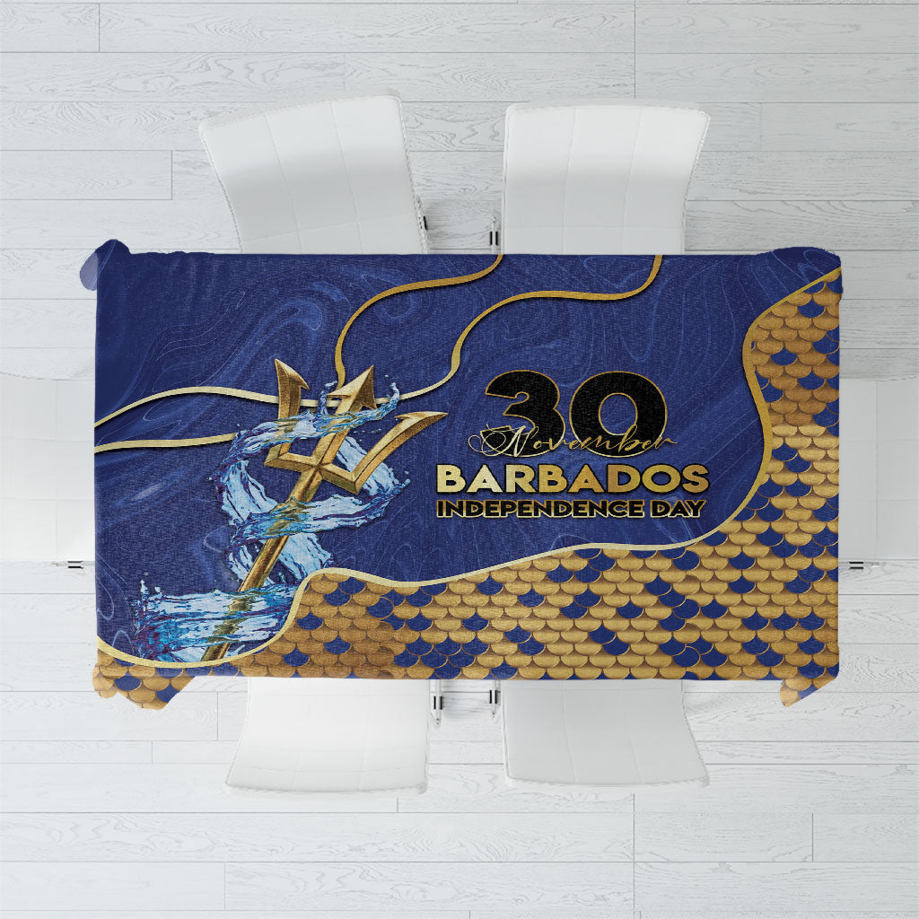Barbados Independence Day Tablecloth Golden Trident Wave Scales
