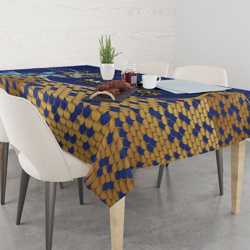 Barbados Independence Day Tablecloth Golden Trident Wave Scales