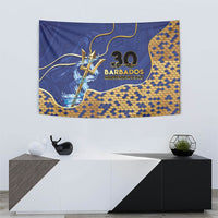 Barbados Independence Day Tapestry Golden Trident Wave Scales