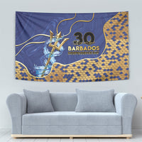 Barbados Independence Day Tapestry Golden Trident Wave Scales