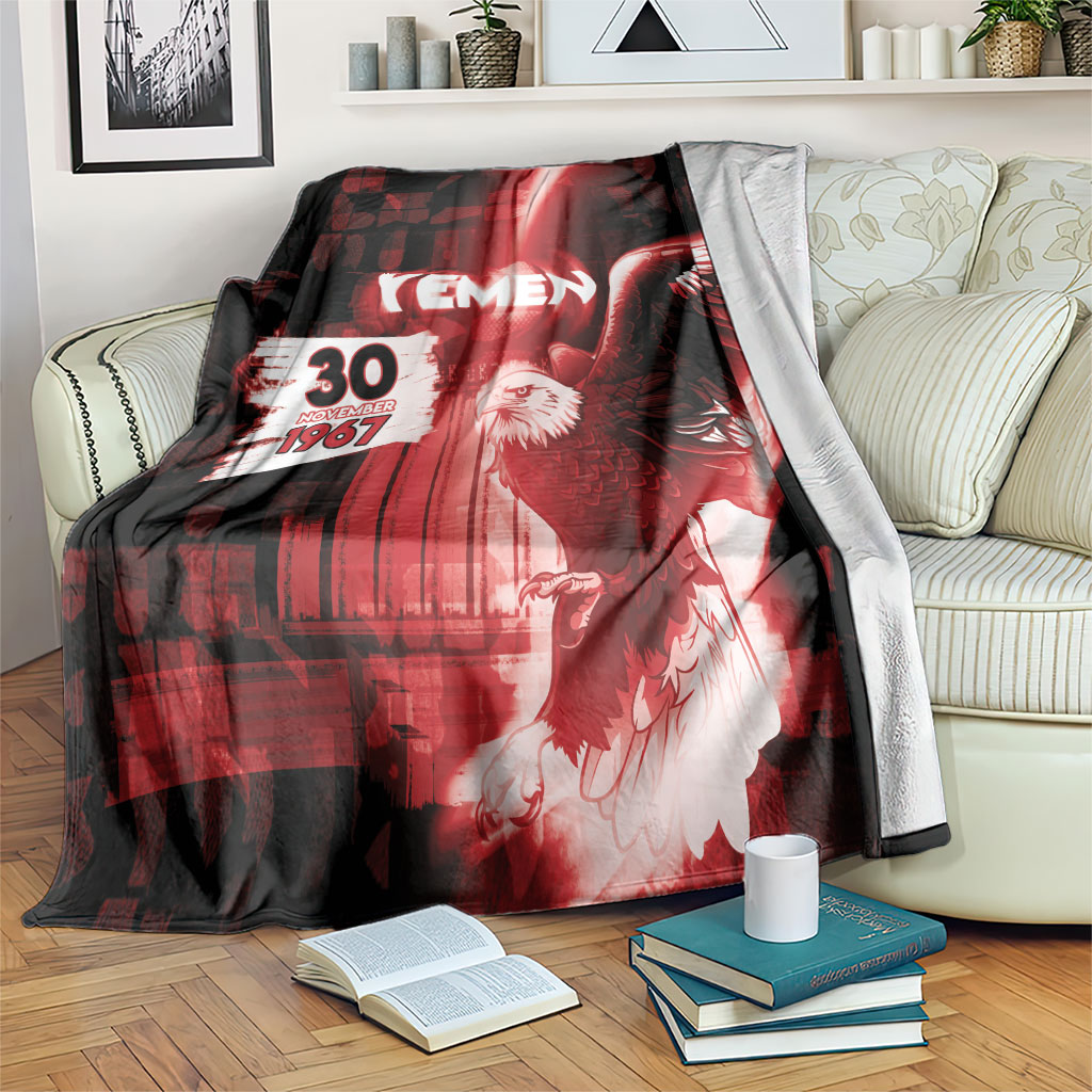 Yemen Independence Day Blanket Soaring Eagle 1967 Crimson Grunge