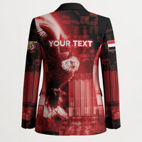 Personalized Yemen Independence Day Blazer Soaring Eagle 1967 Crimson Grunge