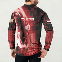 Personalized Yemen Independence Day Button Sweatshirt Soaring Eagle 1967 Crimson Grunge