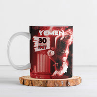 Personalized Yemen Independence Day Ceramic Mug Soaring Eagle 1967 Crimson Grunge