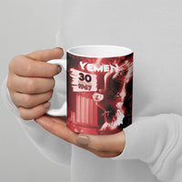 Personalized Yemen Independence Day Ceramic Mug Soaring Eagle 1967 Crimson Grunge
