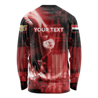 Personalized Yemen Independence Day Long Sleeve Shirt Soaring Eagle 1967 Crimson Grunge