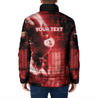 Personalized Yemen Independence Day Padded Jacket Soaring Eagle 1967 Crimson Grunge