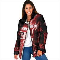 Personalized Yemen Independence Day Padded Jacket Soaring Eagle 1967 Crimson Grunge