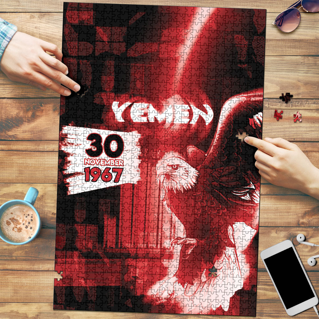 Yemen Independence Day Puzzle Soaring Eagle 1967 Crimson Grunge