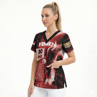 Personalized Yemen Independence Day Scrub Top Soaring Eagle 1967 Crimson Grunge