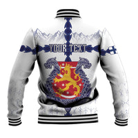 Personalized Finland Independence Day Baseball Jacket Suomi 1917 Nordic Bear Sword Knotwork