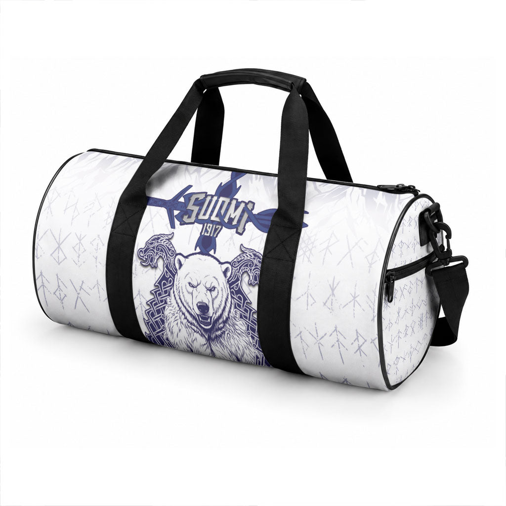 Finland Independence Day Duffle Bag Suomi 1917 Nordic Bear Sword Knotwork