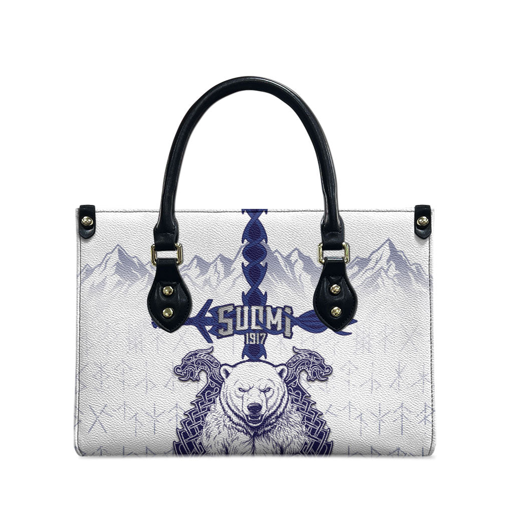Finland Independence Day Leather Bag Suomi 1917 Nordic Bear Sword Knotwork