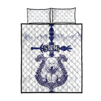 Finland Independence Day Quilt Bed Set Suomi 1917 Nordic Bear Sword Knotwork