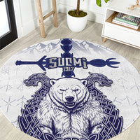 Finland Independence Day Round Carpet Suomi 1917 Nordic Bear Sword Knotwork