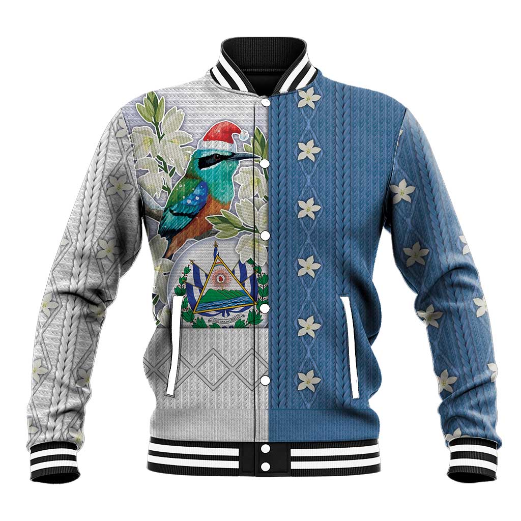 El Salvador Torogoz Christmas Baseball Jacket With Wool Effect Patterns - Wonder Print Shop