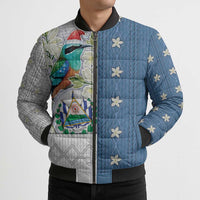 El Salvador Torogoz Christmas Bomber Puffer Jacket With Wool Effect Patterns - Wonder Print Shop