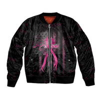 Personalized American Breast Cancer Bomber Jacket Hope And Cure Cross - Wonder Print Shop