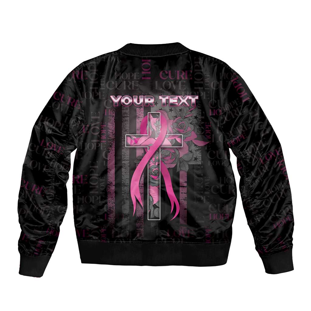 Personalized American Breast Cancer Bomber Jacket Hope And Cure Cross - Wonder Print Shop