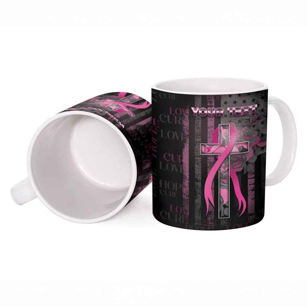 Personalized American Breast Cancer Ceramic Mug Hope And Cure Cross - Wonder Print Shop