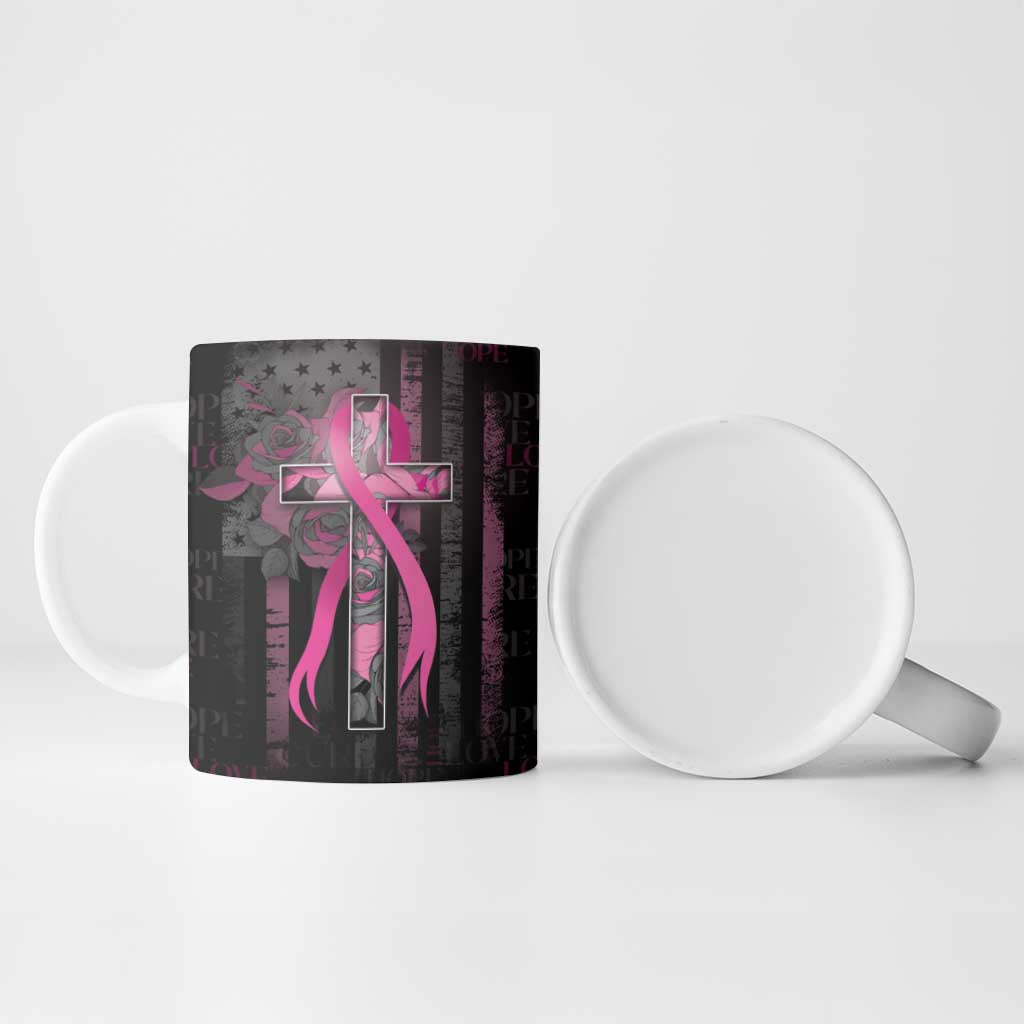 Personalized American Breast Cancer Ceramic Mug Hope And Cure Cross - Wonder Print Shop