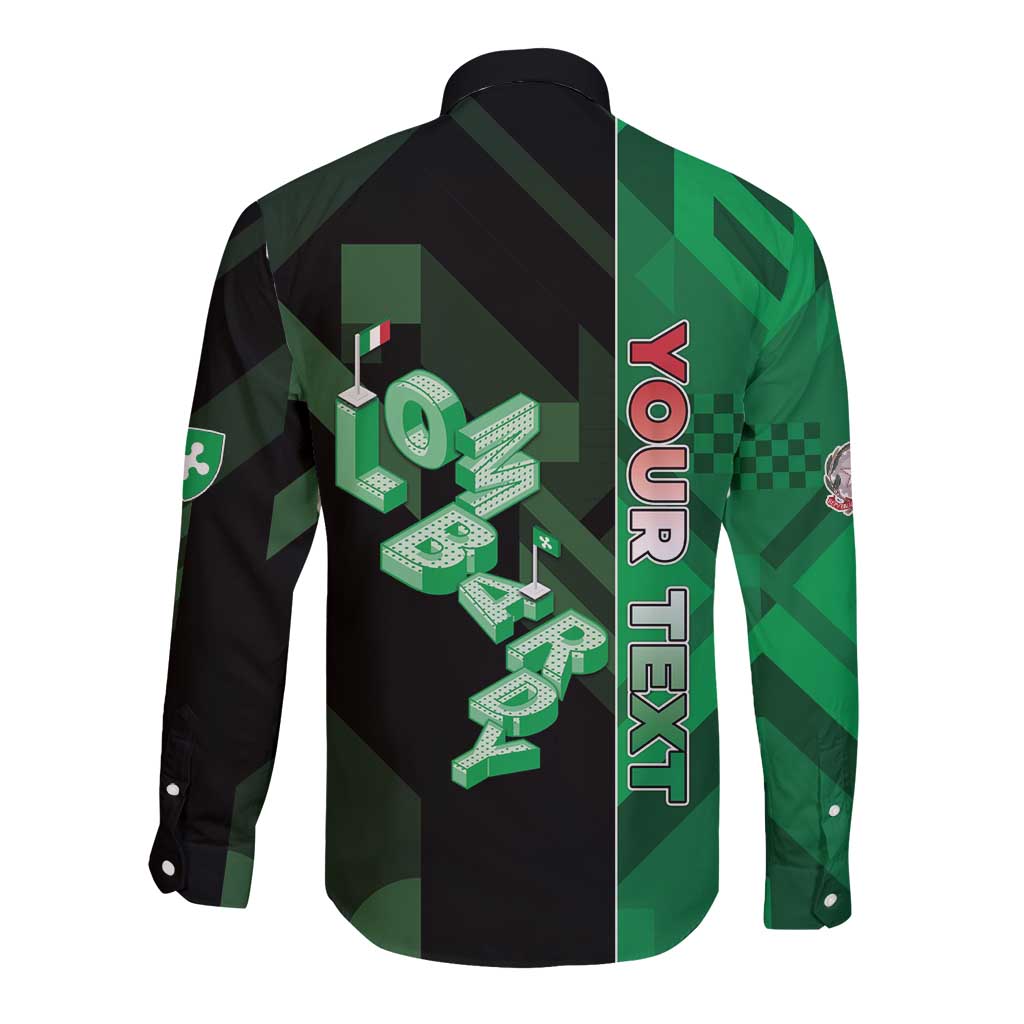 Personalized Italy Lombardy Long Sleeve Button Shirt Isometric Style - Wonder Print Shop