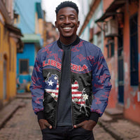 Personalized Liberia Bomber Jacket Map With Pepper Flowers Scratch Texture
