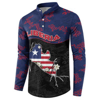 Personalized Liberia Button Sweatshirt Map With Pepper Flowers Scratch Texture
