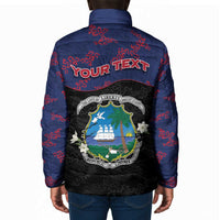 Personalized Liberia Padded Jacket Map With Pepper Flowers Scratch Texture