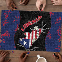 Liberia Puzzle Map With Pepper Flowers Scratch Texture