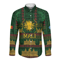 Mali Long Sleeve Button Shirt Golden Sun And Mosque Patterns Retro Style