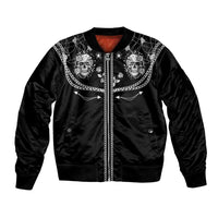 Western Gothic Yoke Bomber Jacket Skull Rose With Spider - Wonder Print Shop