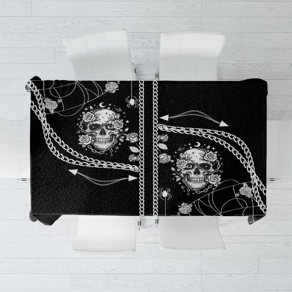 Western Gothic Yoke Tablecloth Skull Rose With Spider - Wonder Print Shop